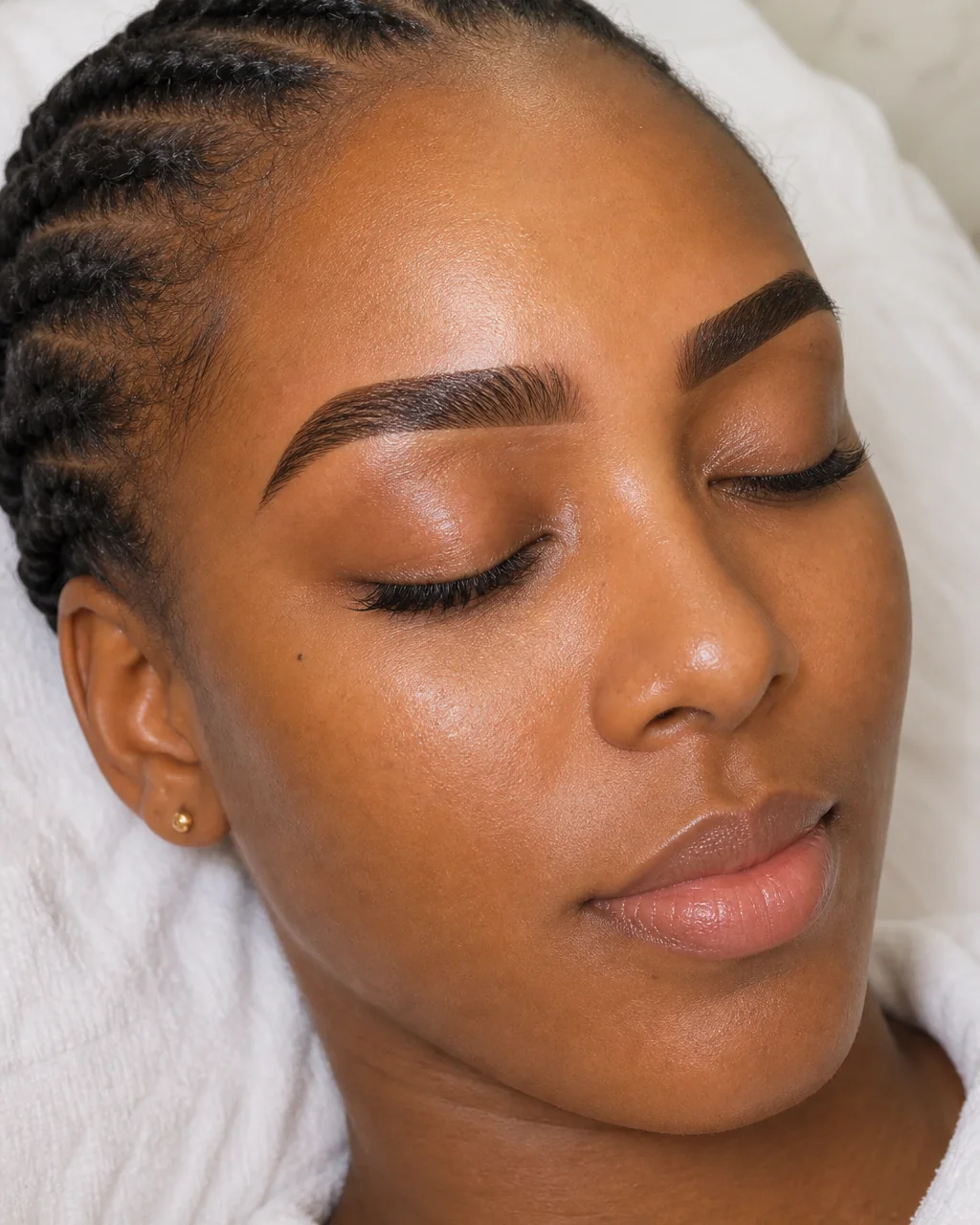 Eyebrow Tint result with deepened natural brow color on a client