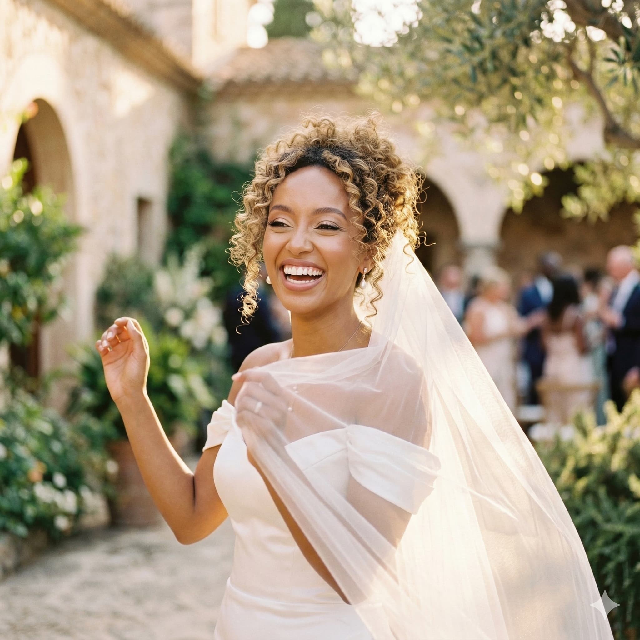 Bridal makeup in champagne and rose tones